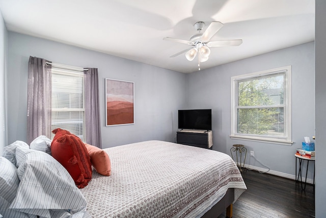 3018 Guilford Dr, Royal Oak, MI 48073 - bedroom featuring dark wood-style floors, baseboards, and a ceiling fan
