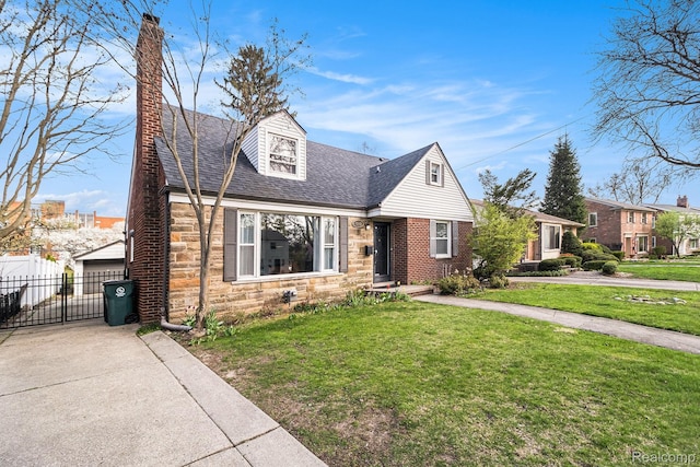 3018 Guilford Dr, Royal Oak, MI 48073 - cape cod home featuring stone siding, a chimney, and roof with shingles