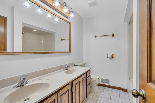 full bath with tile patterned flooring, visible vents, and a sink