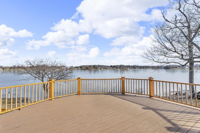 deck with a water view