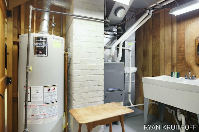 utility room with water heater