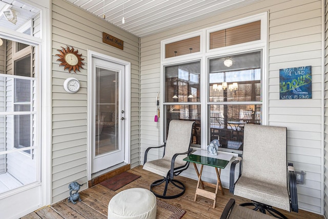 wooden terrace with covered porch