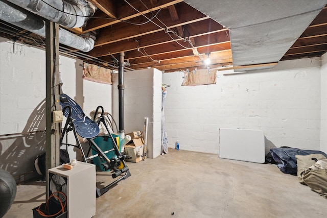 view of unfinished basement