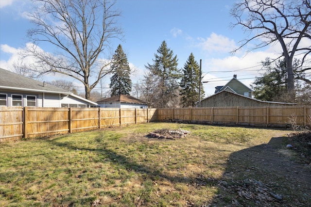 view of yard featuring a fenced backyard