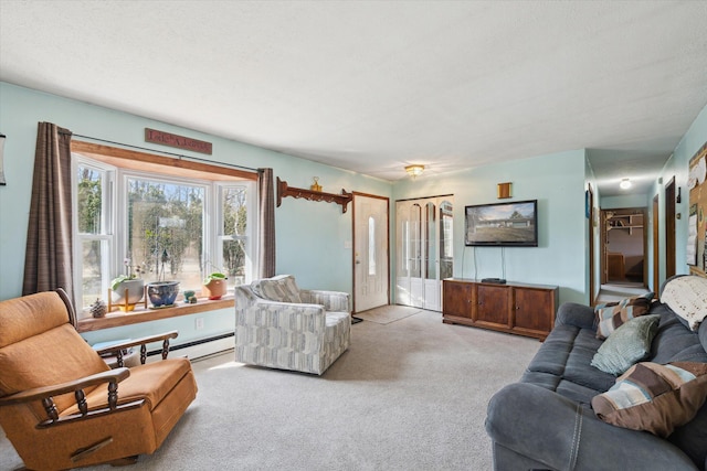 living room featuring carpet flooring