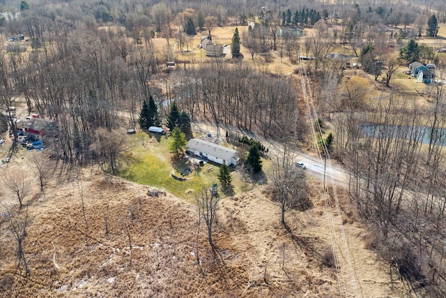 birds eye view of property featuring a rural view