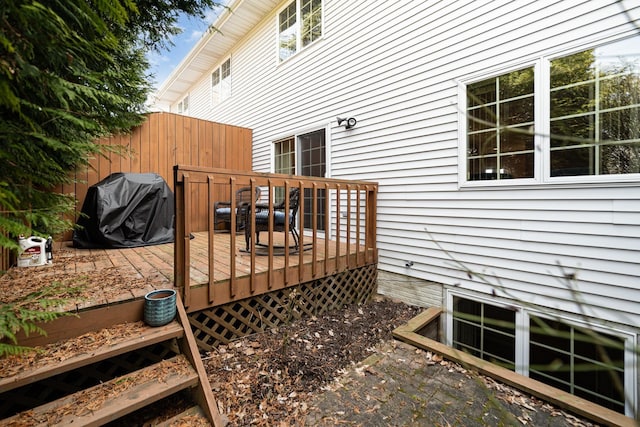 deck featuring grilling area