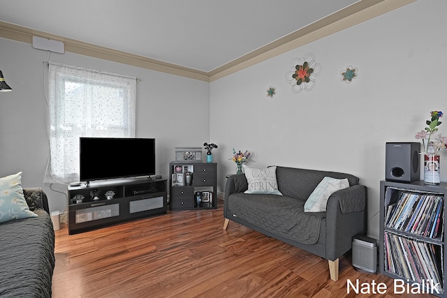 living area featuring wood finished floors