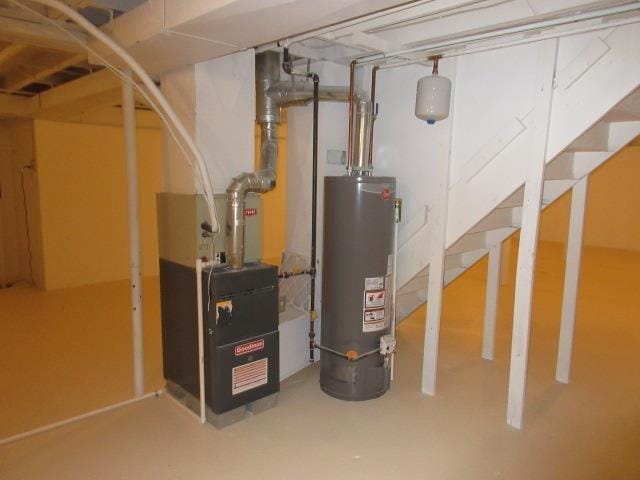 utility room with water heater