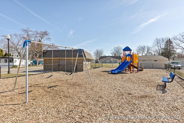 communal playground with fence