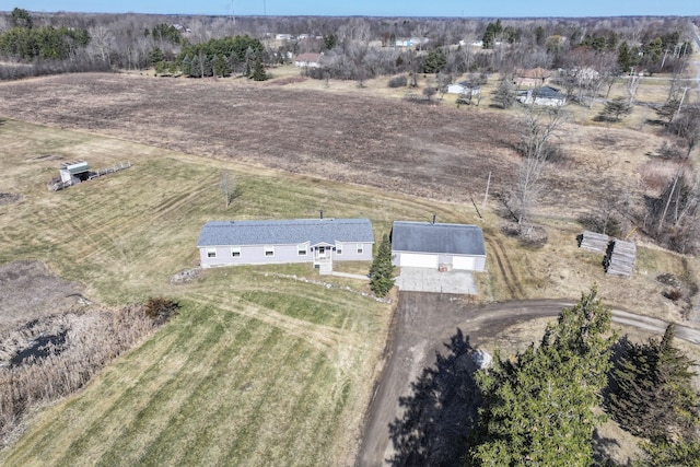 aerial view with a rural view