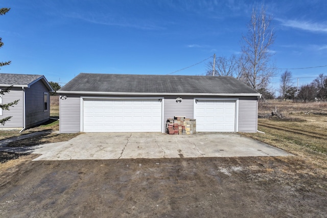 view of detached garage