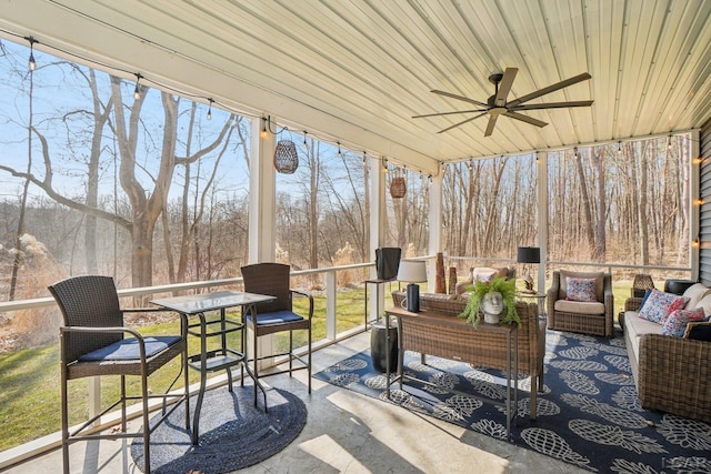 view of patio / terrace featuring an outdoor living space and ceiling fan