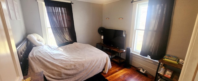 bedroom with hardwood / wood-style floors