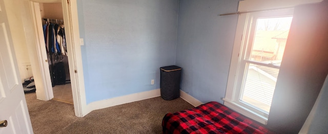 bedroom with baseboards and carpet floors