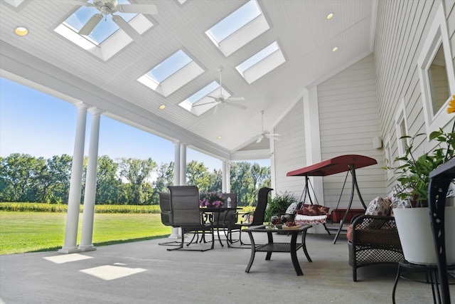 2122 Grange Rd, Buchanan, MI 49107 - sunroom with lofted ceiling and a skylight