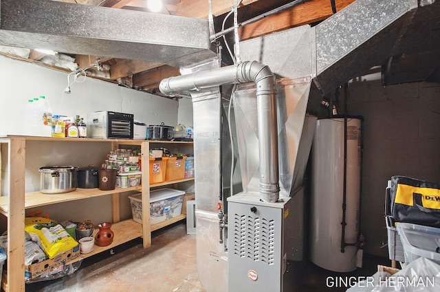 utility room with gas water heater