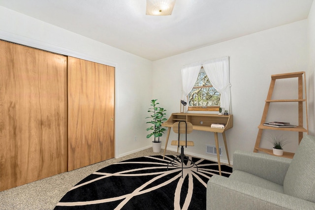 home office featuring visible vents and baseboards