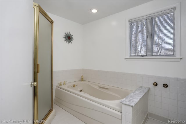 6750 Limerick Ln, Troy, MI 48098 - full bath with a garden tub, a shower stall, and tile patterned flooring