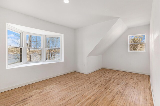 5557 Front St, Newaygo, MI 49337 - additional living space with lofted ceiling, baseboards, and hardwood / wood-style flooring