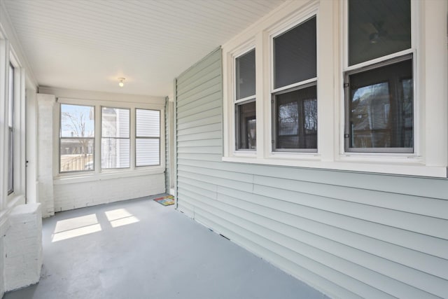 view of unfurnished sunroom