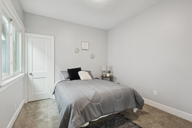 bedroom with baseboards and carpet floors