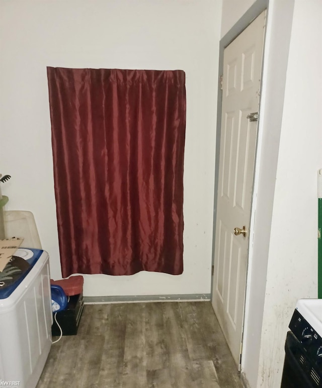 bathroom with wood finished floors