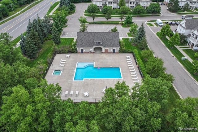 aerial view featuring a residential view