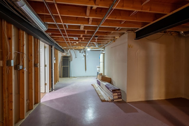 view of unfinished basement