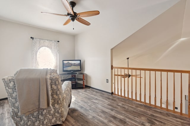 511 State St, Oxford, MI 48371 - sitting room featuring a ceiling fan, wood finished floors, and baseboards