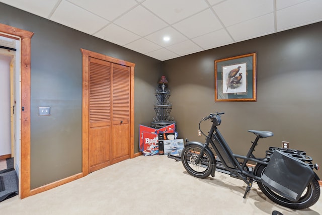 511 State St, Oxford, MI 48371 - workout area with carpet flooring and a paneled ceiling