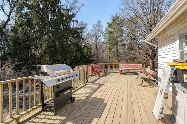 deck with a grill