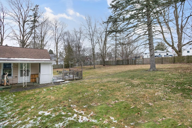 view of yard with fence