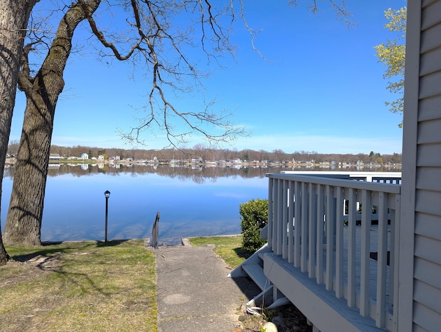 view of dock featuring a water view