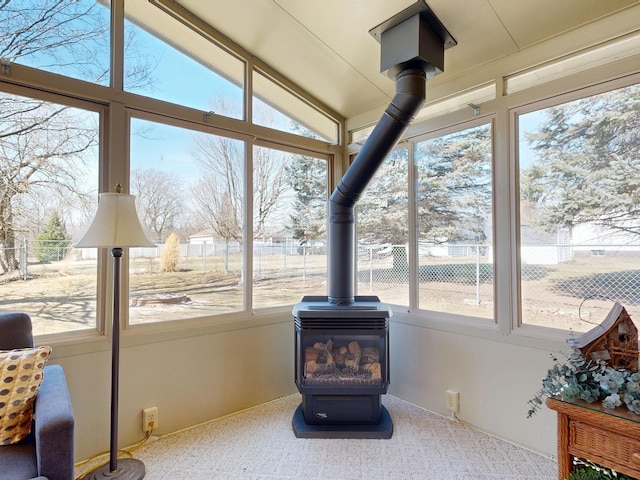 details featuring a wood stove