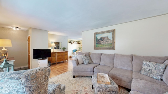 living room featuring light wood-type flooring