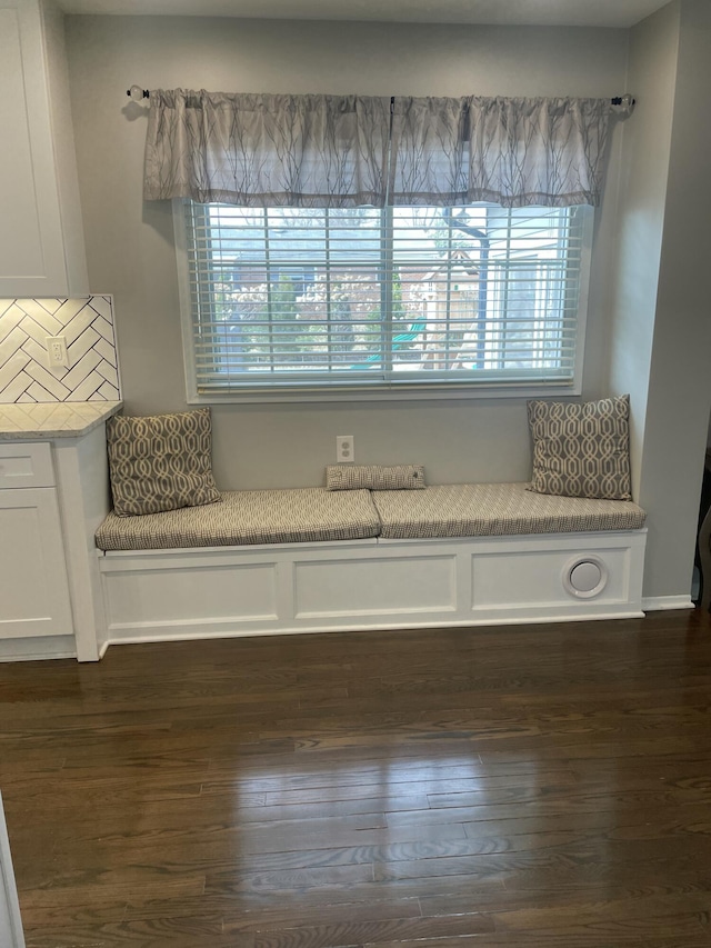 unfurnished room with a wealth of natural light and dark wood-style floors