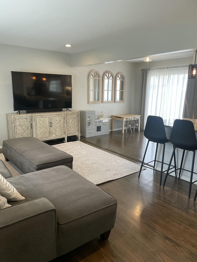 living room with wood finished floors