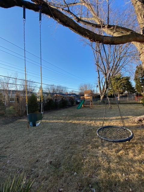 view of yard with a playground