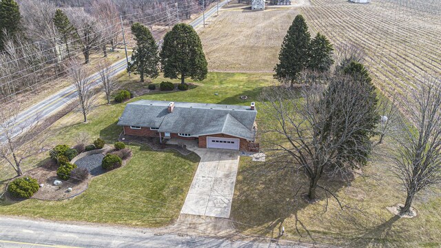drone / aerial view with a rural view