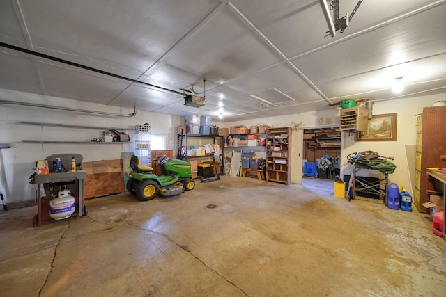 garage with a garage door opener