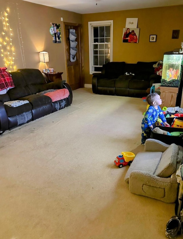 view of carpeted living area