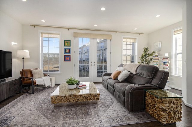 2822 Purley Ave, Ann Arbor, MI 48105 - living area featuring french doors, recessed lighting, and wood finished floors