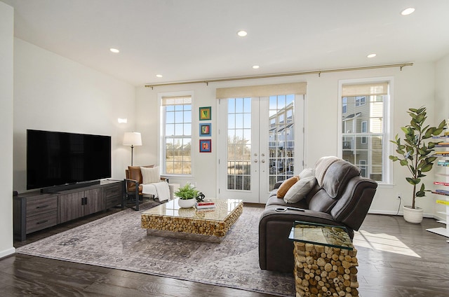 2822 Purley Ave, Ann Arbor, MI 48105 - living area featuring recessed lighting, wood-type flooring, french doors, and baseboards