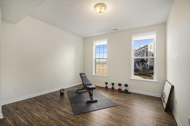 2822 Purley Ave, Ann Arbor, MI 48105 - workout area with wood finished floors, visible vents, and baseboards