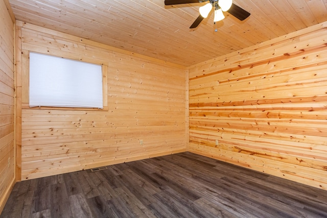 4355 S Lapeer Rd, Metamora, MI 48455 - unfurnished room with a sauna, wooden walls, dark wood-style floors, and wooden ceiling