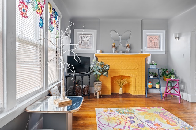 sitting room with wood finished floors