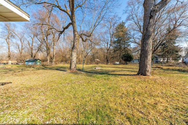 view of yard with an outdoor structure