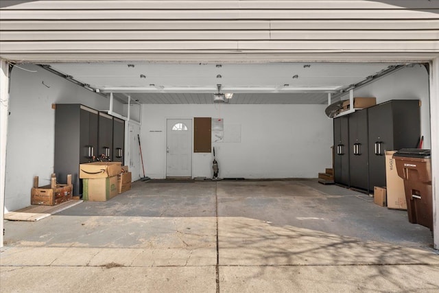 garage with a garage door opener