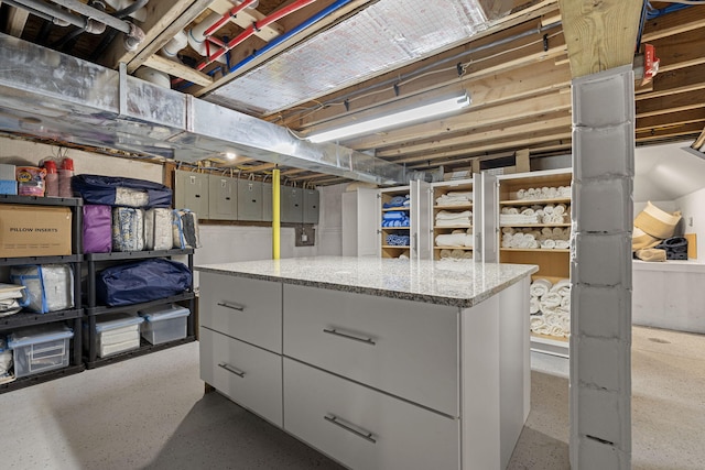 view of unfinished basement